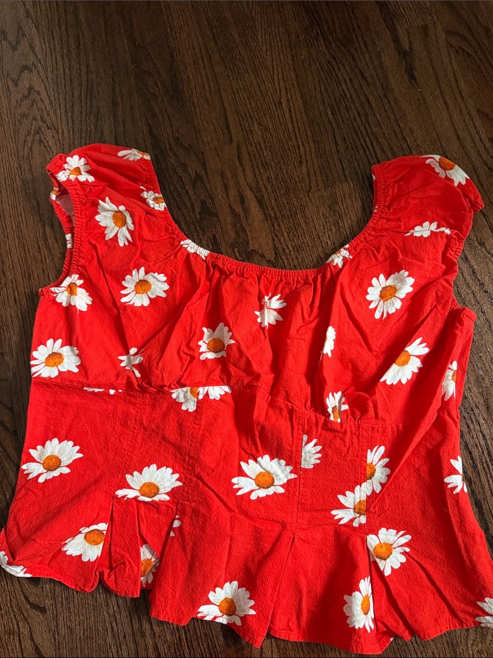 Lisa says gah Red Daisy Print Peplum Crop Top